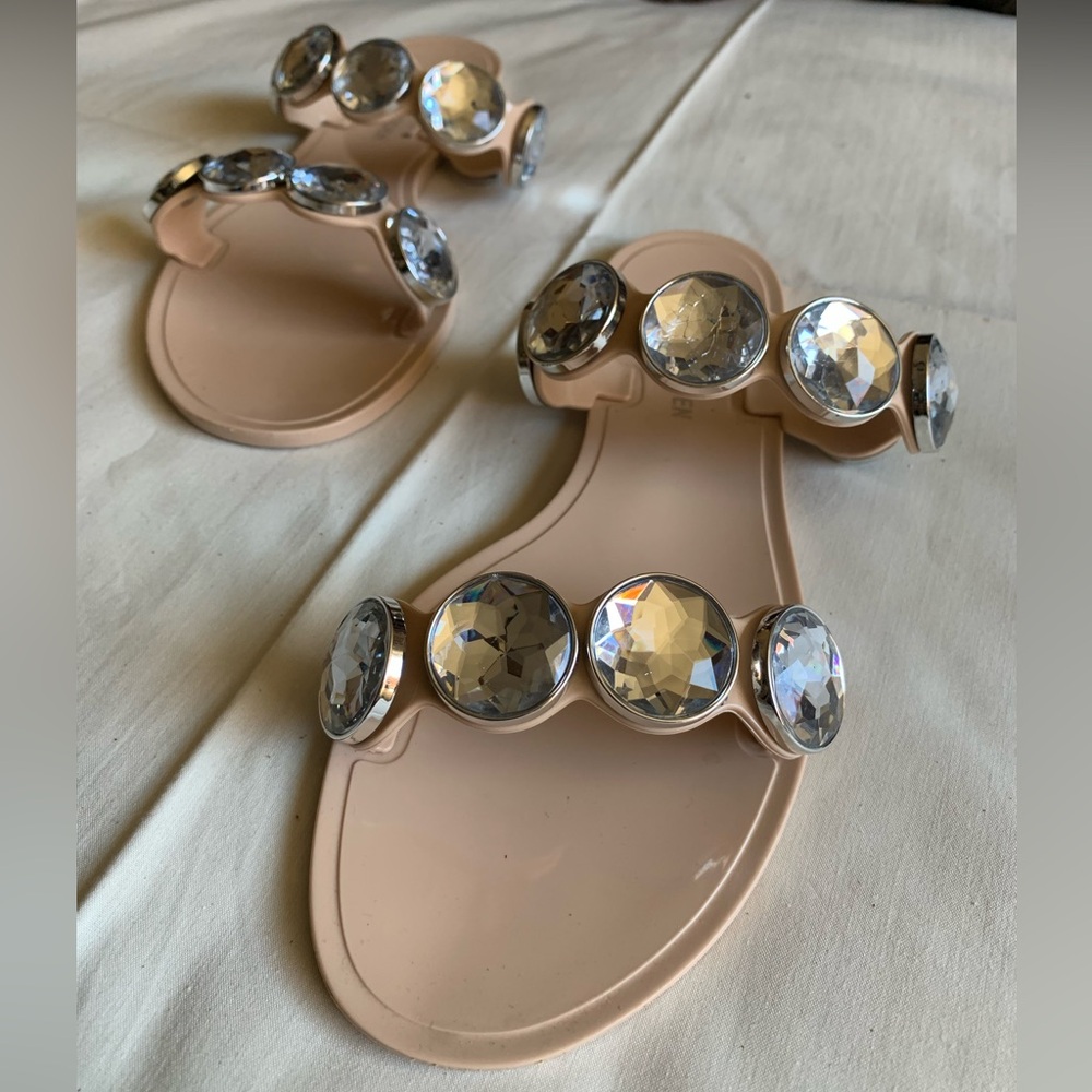 Steve Madden Nude Sandals with Crystal Accents